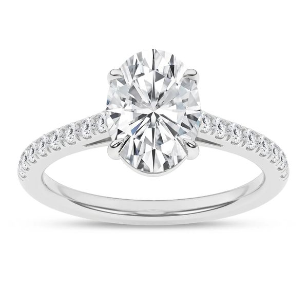 14K White Gold Lab Grown Diamond Oval Engagement Ring Gray's Jewelers Bespoke Saint James, NY