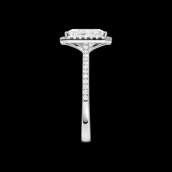 14K White Gold Petite Lab Grown Diamond Radiant Cut Halo Cathedral Engagement Ring Image 2 Gray's Jewelers Bespoke Saint James, NY