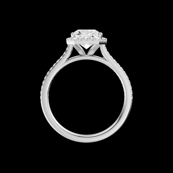 14K White Gold Petite Lab Grown Diamond Radiant Cut Halo Cathedral Engagement Ring Image 3 Gray's Jewelers Bespoke Saint James, NY