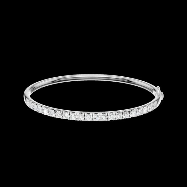 14K White Gold Lab Grown Pave Diamond Bangle Bracelet Gray's Jewelers Bespoke Saint James, NY