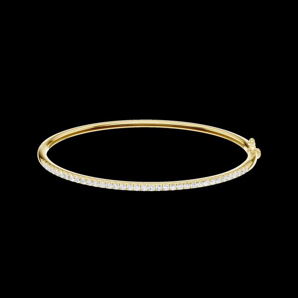 14K Yellow Gold Pave Lab Grown Diamond Bangle Bracelet Gray's Jewelers Bespoke Saint James, NY