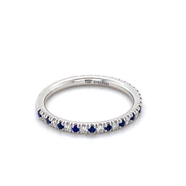 14K White Gold Diamond and Sapphire Band Gray's Jewelers Bespoke Saint James, NY