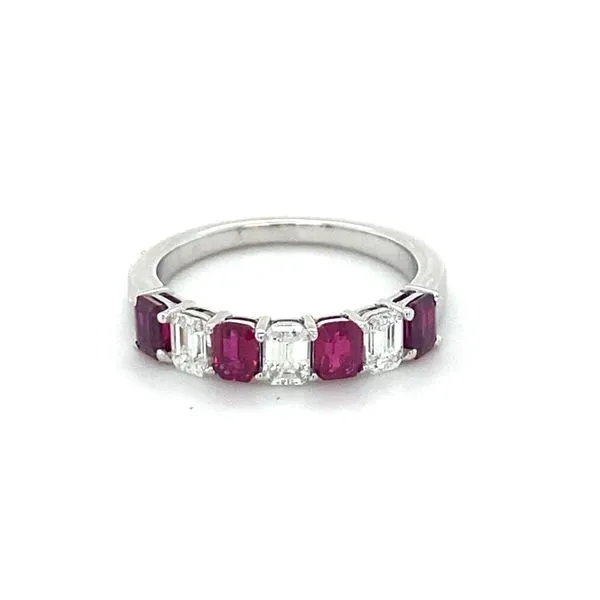 14K White Gold Diamond and Ruby Ring Gray's Jewelers Bespoke Saint James, NY