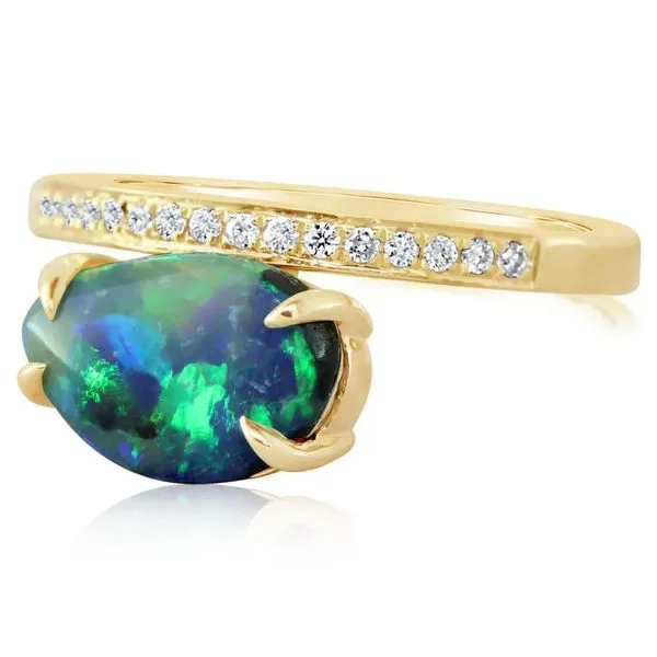 14K Yellow Gold Australian Boulder Opal/Diamond Ring Gray's Jewelers Bespoke Saint James, NY
