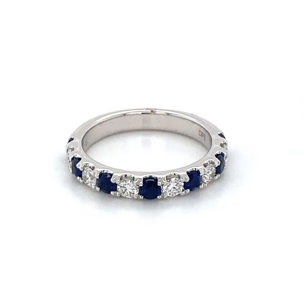 14K White Gold Diamond and Sapphire Band Gray's Jewelers Bespoke Saint James, NY