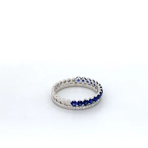 14K White Gold Diamond and Sapphire Double Band Image 2 Gray's Jewelers Bespoke Saint James, NY