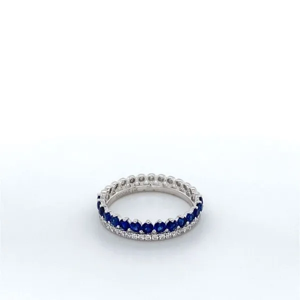 14K White Gold Diamond and Sapphire Double Band Gray's Jewelers Bespoke Saint James, NY