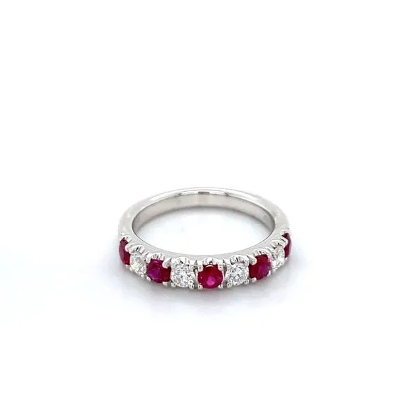 18K White Gold Diamond and Ruby Band Gray's Jewelers Bespoke Saint James, NY
