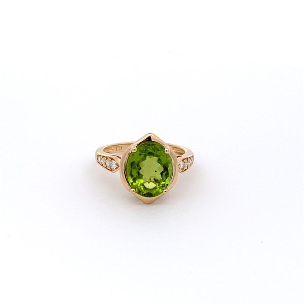 14K Yellow Gold Peridot and Diamond Ring Gray's Jewelers Bespoke Saint James, NY