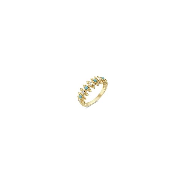 14K Yellow Gold Turquoise and Diamond Ring Gray's Jewelers Bespoke Saint James, NY