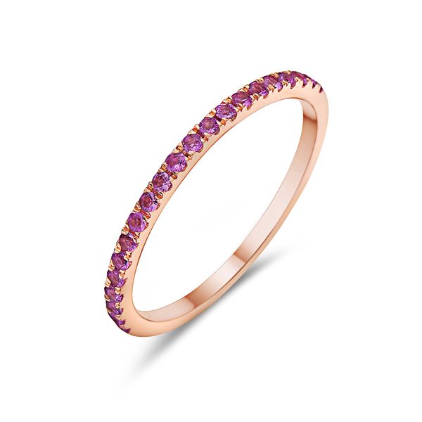 14K Rose Gold Pink Sapphire Band Gray's Jewelers Bespoke Saint James, NY