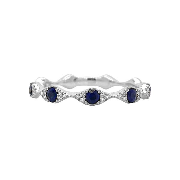 14K White Gold Sapphire And Diamond Band Gray's Jewelers Bespoke Saint James, NY