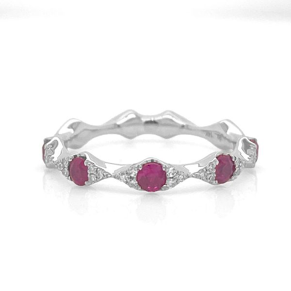 14K White Gold Ruby And Diamond Band Gray's Jewelers Bespoke Saint James, NY