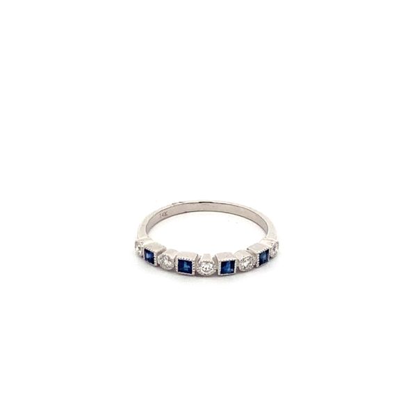 14K White Gold Diamond and Sapphire Ring Gray's Jewelers Bespoke Saint James, NY