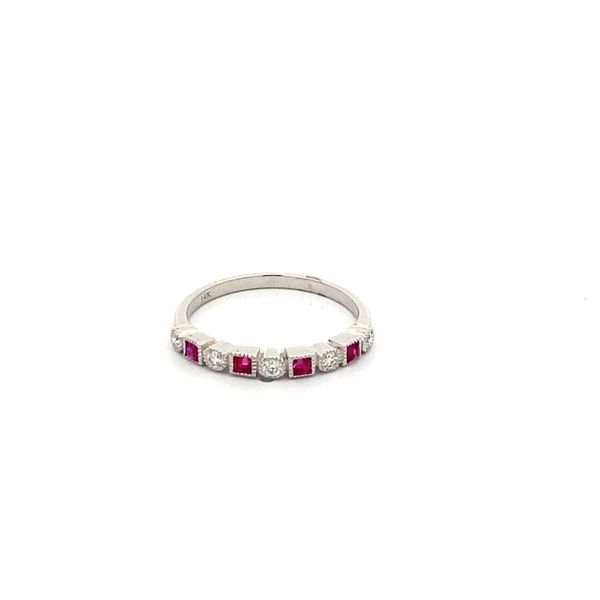 14K White Gold Diamond and Ruby Ring Gray's Jewelers Bespoke Saint James, NY
