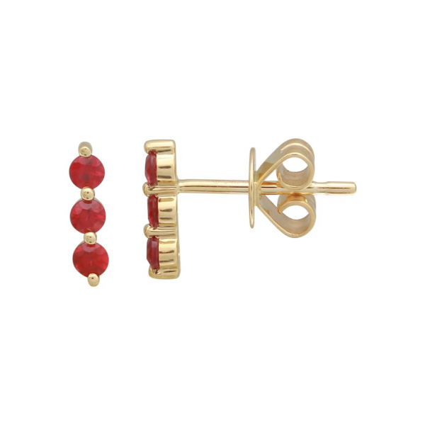 14k Yellow Gold Ruby Bar Stud Earrings Gray's Jewelers Bespoke Saint James, NY