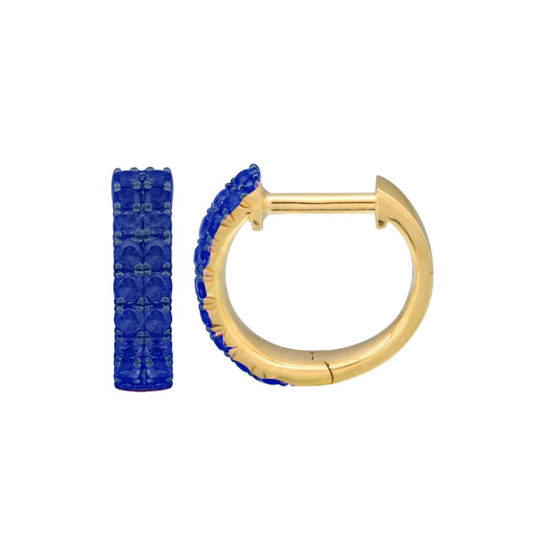14k Yellow Gold Sapphire Earrings / Blue Rhodium Gray's Jewelers Bespoke Saint James, NY