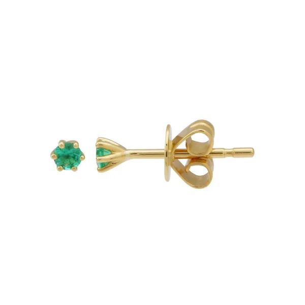 14k Yellow Gold Emerald 6 Prongs Stud Earrings Gray's Jewelers Bespoke Saint James, NY