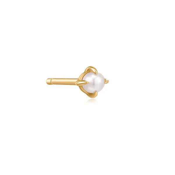 EVANGELINE | Single White Pearl Stud Earring Gray's Jewelers Bespoke Saint James, NY