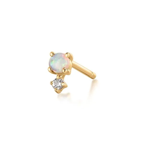 14K Yellow Opal and White Sapphire Single Earring Gray's Jewelers Bespoke Saint James, NY