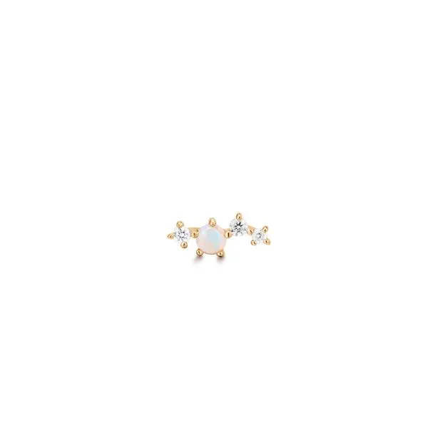 VENUS | 14K Yellow Gold Single Opal and Diamond Stud Gray's Jewelers Bespoke Saint James, NY