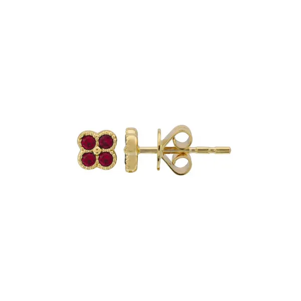 14k Yellow Gold Ruby Clover Stud Earrings Gray's Jewelers Bespoke Saint James, NY