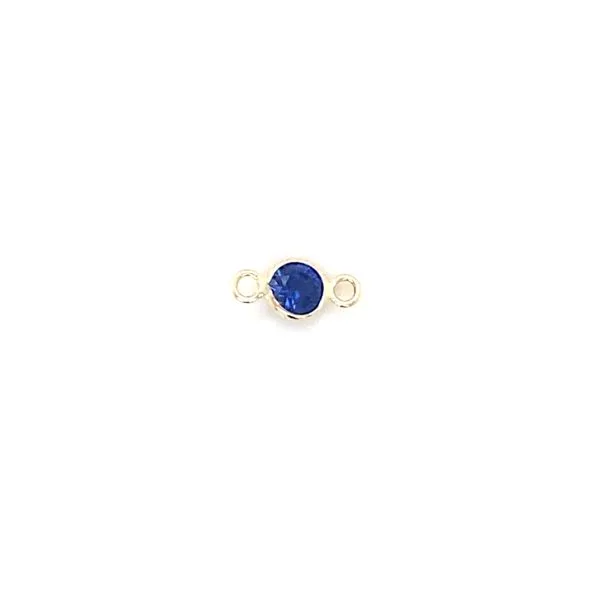 14K Yellow Gold Lab Grown Sapphire Charm for Permanent Jewelry Get Love Linked Gray's Jewelers Bespoke Saint James, NY