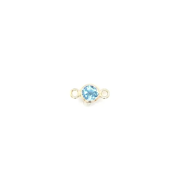 14K Yellow Gold Blue Topaz Charm for Permanent Jewelry Get Love Linked Gray's Jewelers Bespoke Saint James, NY