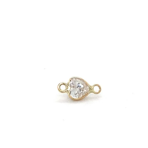 14K Yellow Gold White Topaz Heart Charm for Permanent Bracelet Gray's Jewelers Bespoke Saint James, NY