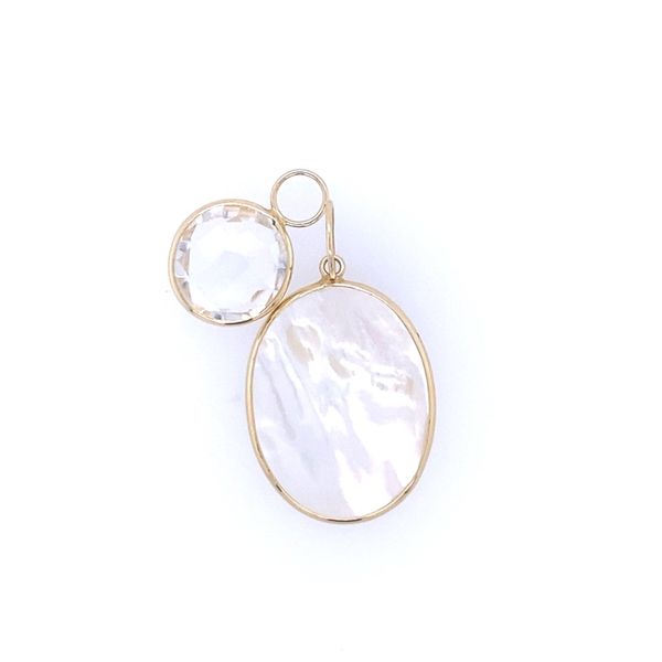 14k Yellow Gold Charm Set Mother Of Pearl and White Topaz Gray's Jewelers Bespoke Saint James, NY