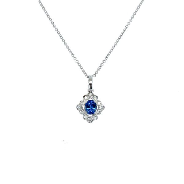 14k White Gold Sapphire And Diamond Pendant Gray's Jewelers Bespoke Saint James, NY