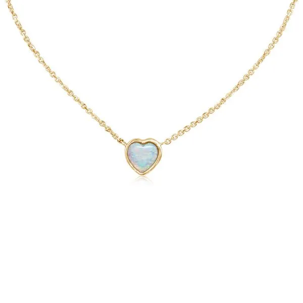 14K YELLOW GOLD OPAL HEART NECKLACE Gray's Jewelers Bespoke Saint James, NY