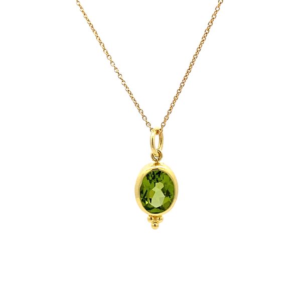 14K Yellow Gold Oval Faceted Peridot Pendant Gray's Jewelers Bespoke Saint James, NY