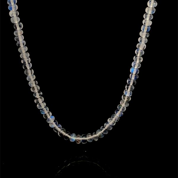 14K Yellow Gold Moonstone Roundell Necklace Gray's Jewelers Bespoke Saint James, NY