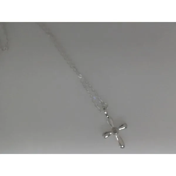 Children's Sterling Silver Cross Pendant With Diamond on 14