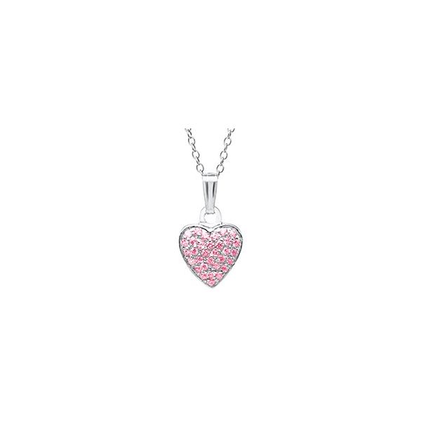 Childrens Sterling Silver Pink Cubic Zirconia Heart Pendant Gray's Jewelers Bespoke Saint James, NY