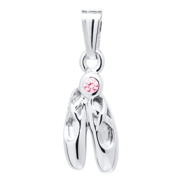 Childrens Sterling Silver Cubic Zirconia Ballet Slipper Pendant Image 2 Gray's Jewelers Bespoke Saint James, NY
