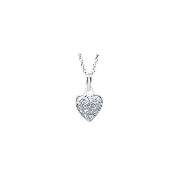 Childrens Sterling Silver Heart Pendant with White Cubic Zirconia Gray's Jewelers Bespoke Saint James, NY