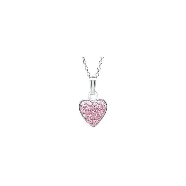 Childrens Sterling Silver Heart Pendant with Pink Cubic Zirconia Gray's Jewelers Bespoke Saint James, NY