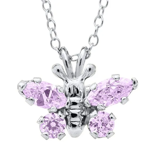 Children's Sterling Silver June Cubic Zirconia Butterfly Pendant Gray's Jewelers Bespoke Saint James, NY