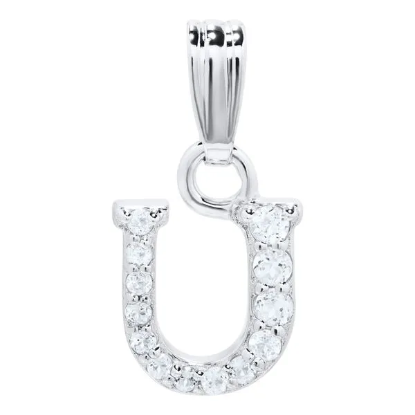 Children's Sterling Silver White Topaz Initial U Necklace Gray's Jewelers Bespoke Saint James, NY