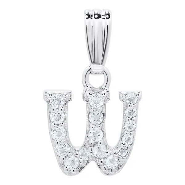 Children's Sterling Silver White Topaz Initial W Necklace Gray's Jewelers Bespoke Saint James, NY