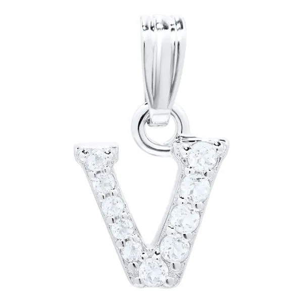 Children's Sterling Silver White Topaz Initial V Necklace Gray's Jewelers Bespoke Saint James, NY