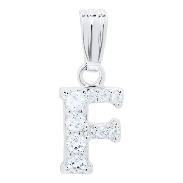 Children's Sterling Silver White Topaz Initial F Necklace Gray's Jewelers Bespoke Saint James, NY