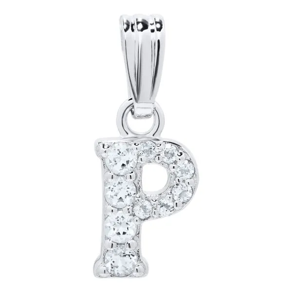Children's Sterling Silver White Topaz Initial P Necklace Gray's Jewelers Bespoke Saint James, NY