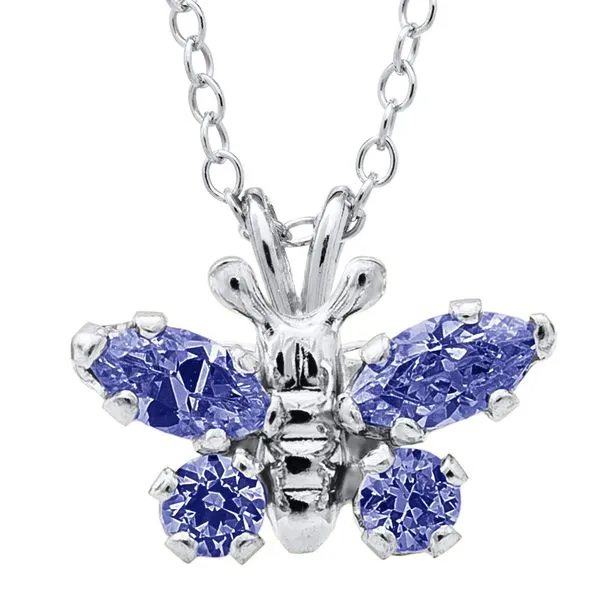 Children's Sterling Silver September Cubic Zirconia Butterfly Pendant Gray's Jewelers Bespoke Saint James, NY