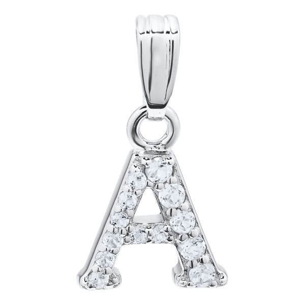 Children's Sterling Silver White Topaz Initial A Necklace Gray's Jewelers Bespoke Saint James, NY