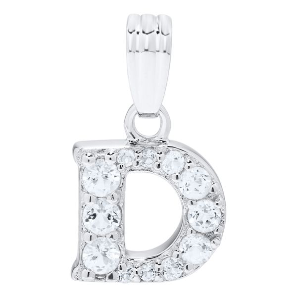 Childrens Sterling Silver White Topaz Initial D Necklace Gray's Jewelers Bespoke Saint James, NY