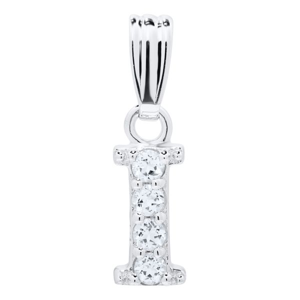 Childrens Sterling Silver White Topaz Initial I Necklace Gray's Jewelers Bespoke Saint James, NY