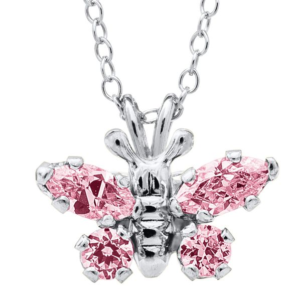 Children's Sterling Silver October  Cubic Zirconia Butterfly Pendant Gray's Jewelers Bespoke Saint James, NY